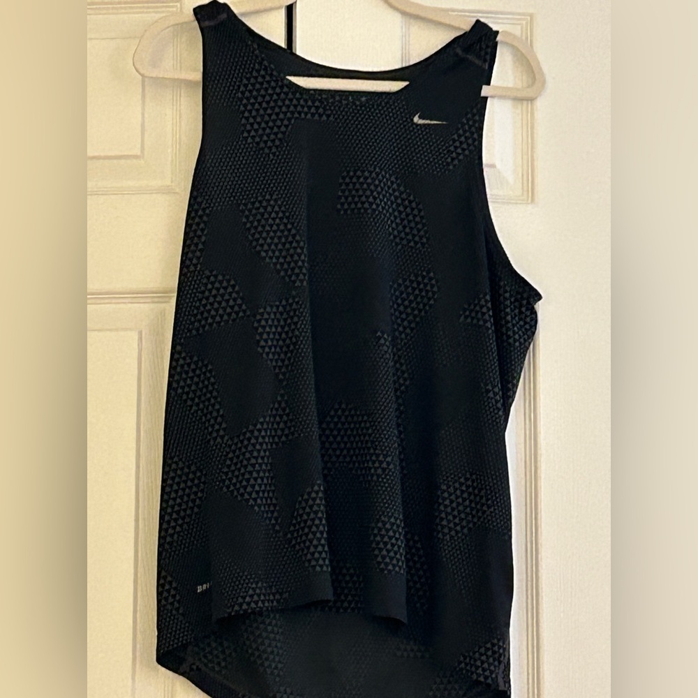 Nike Miler Dri-Fit Running Shirt Men Large Gray Geometric Triangle 695394-060